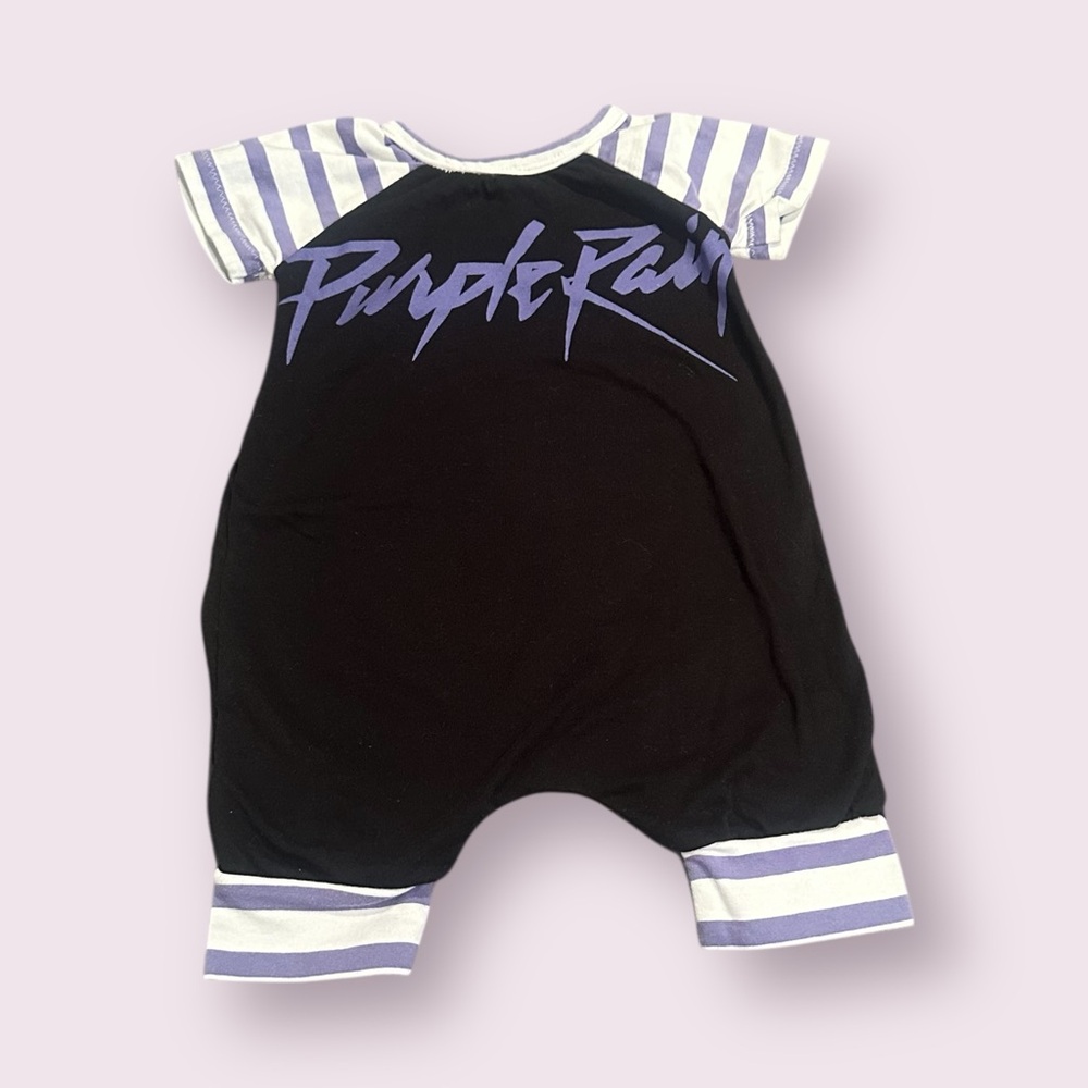 Baby Prince Purple Rain Black and Purple Baby Romper Size SM